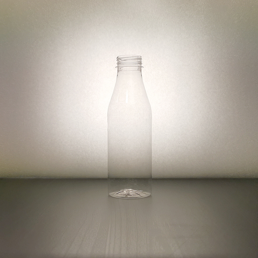 Smoothie Glassy Milk-Man PET 500 BRC 38 mm Bottle for beverages, Smoothie, Glassy, PET, 500 ml, BCR 38 mm, white or transparent, Milk-Man shape