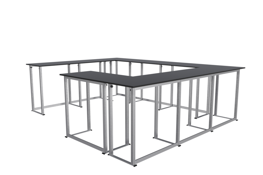 Rapid tailored reception desk from aluminum profiles