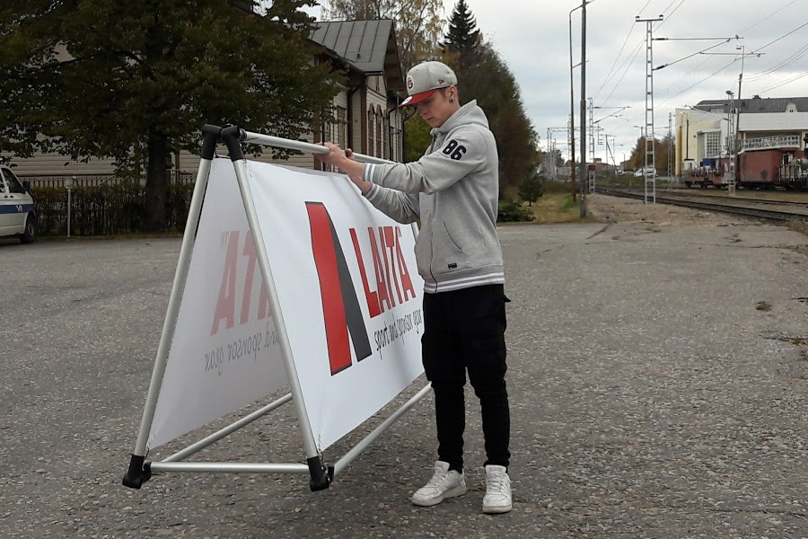 Field side double sided outdoor display for advertising